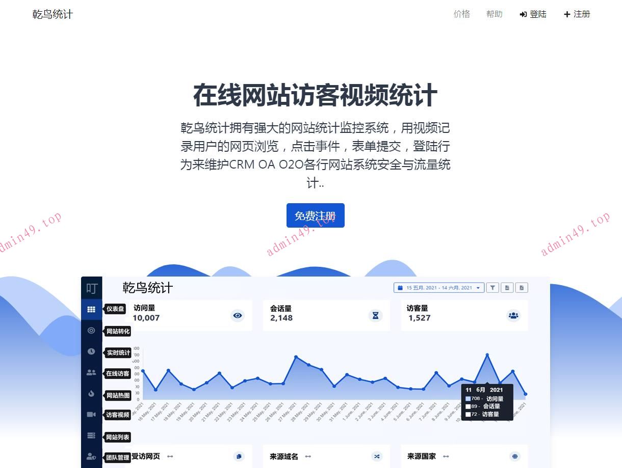 站长网站统计系统， 用视频记录访客的网页浏览 点击事件 表单提交 网站热图